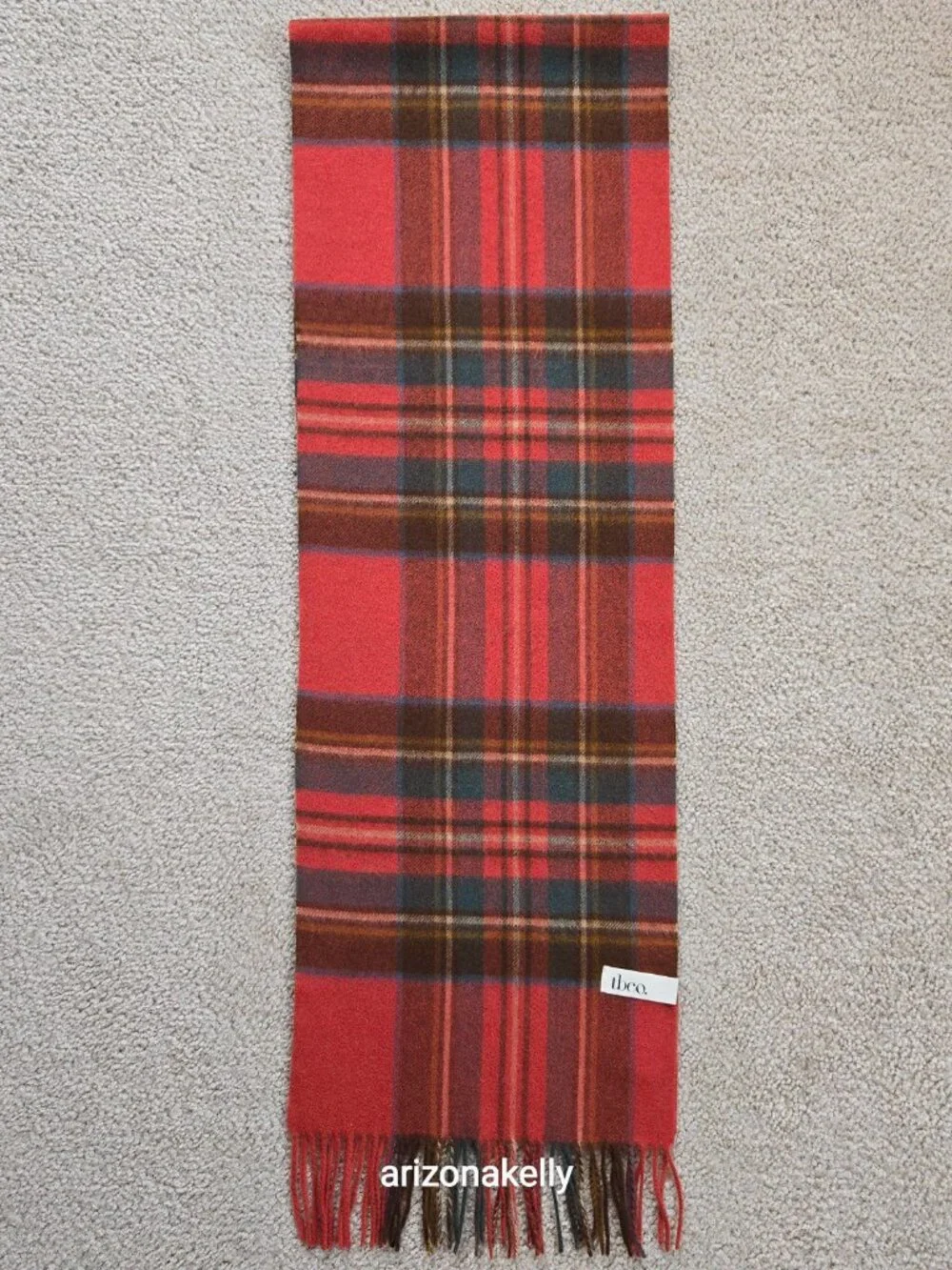 NWOT tbco Red Plaid Scarf Lambswool - Picture 2 of 12